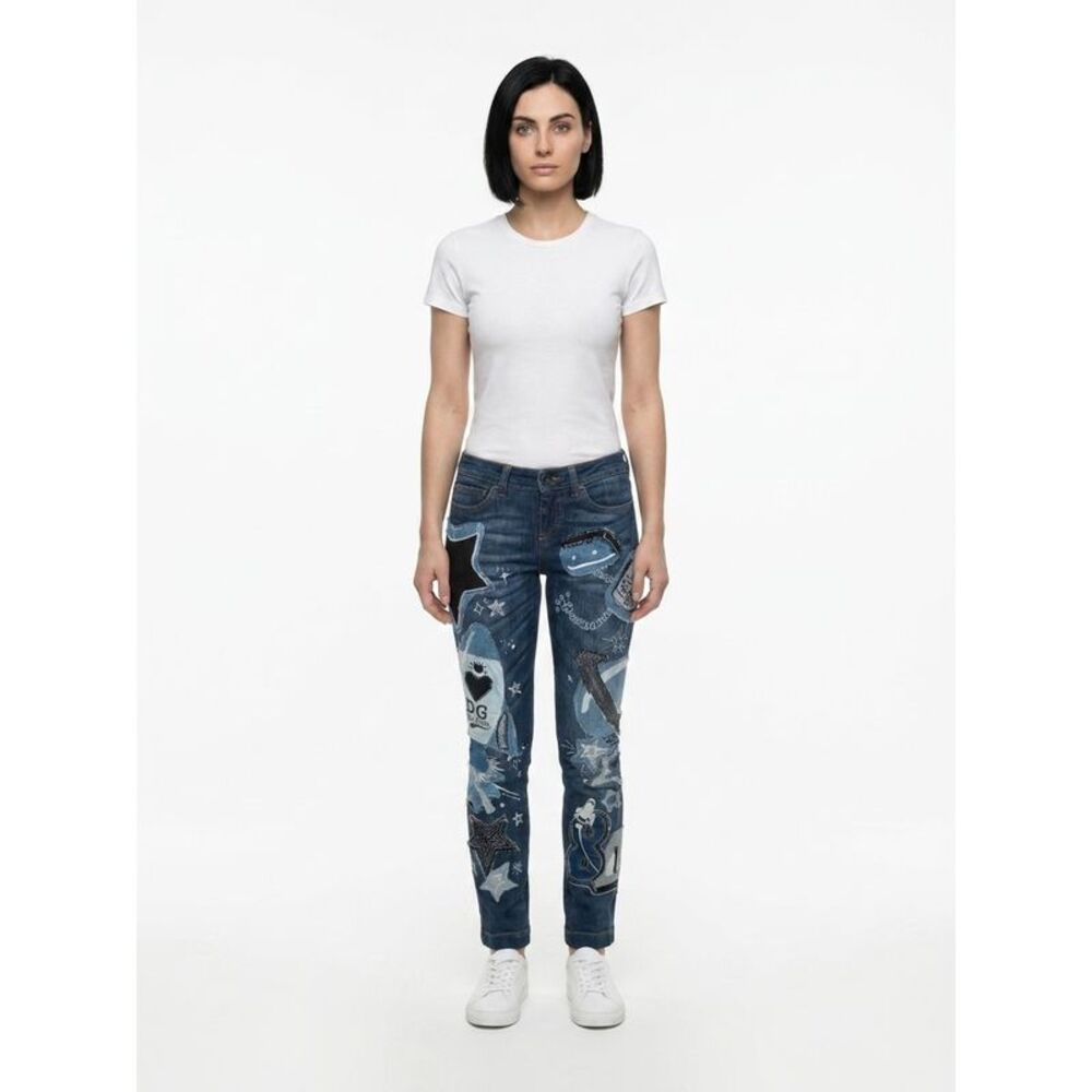 Dolce & Gabbana Blue Cotton Straight-Leg Women's Jeans